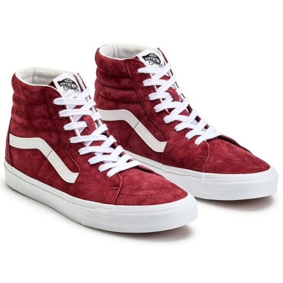 Vans Women’s SK8-HI Towny Port Red Suede Skater Sneakers - Picture 2 of 12